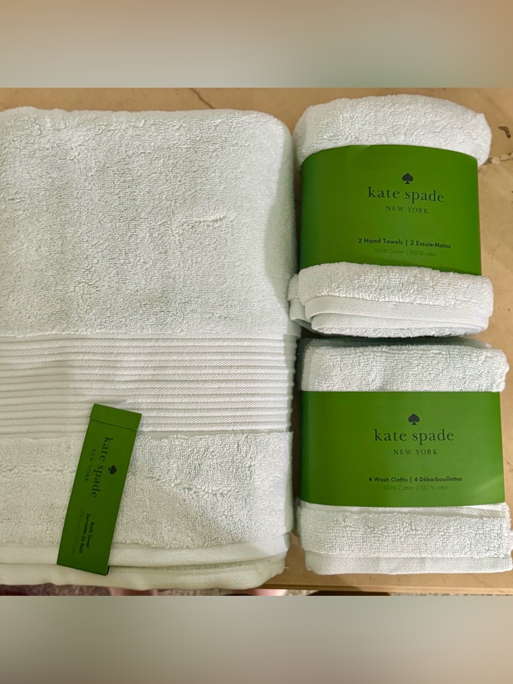 KATE SPADE NY PALE BLUE 7 PIECE TOWEL SET NEW